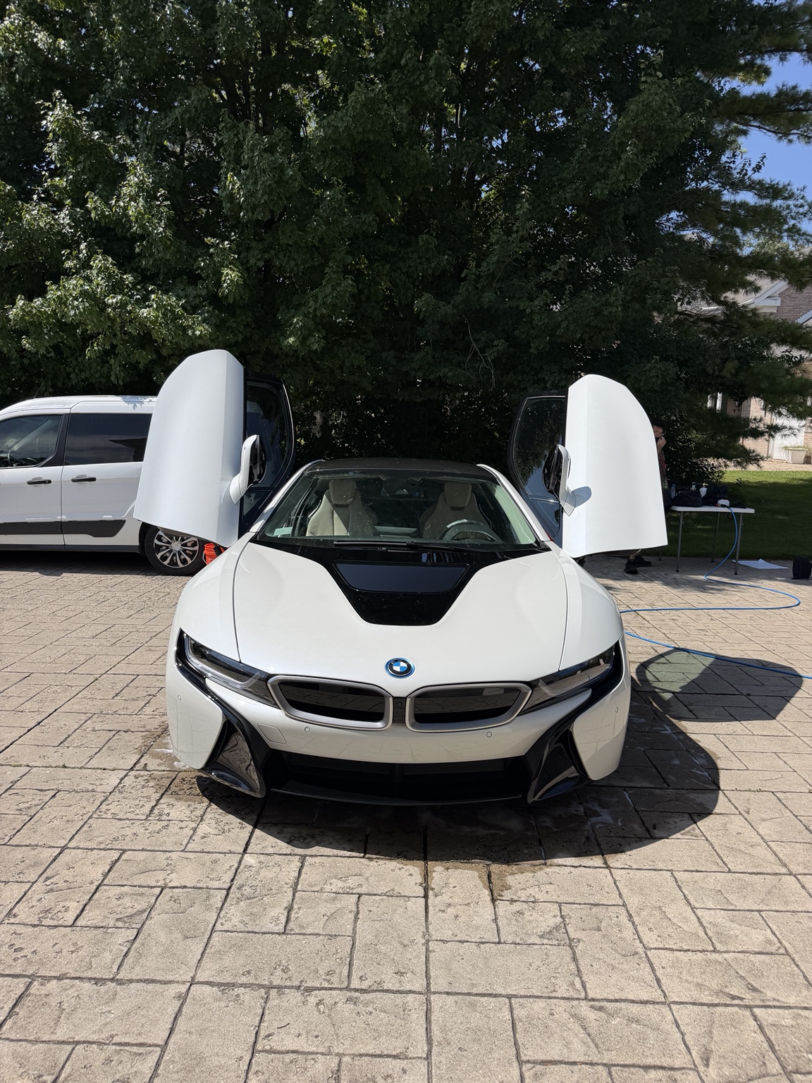 White BMW i8 outdoors